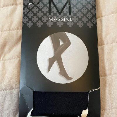 Massini Tights Women's S/M 1 Pair Black High Rise Control Top Opaque NIB