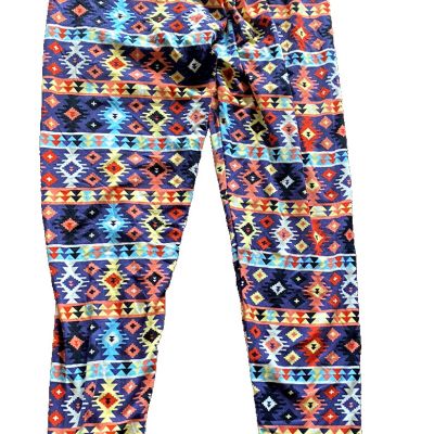 Viv Collection Leggings Plus One Size Aztec Design Soft Colorful Pants Stretch L