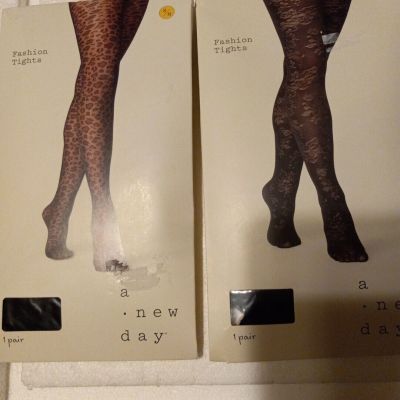 2 PAIRS!!! Womens A New Day Fashion Tights Black Size S/M see chart and pic