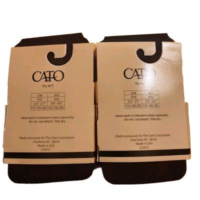 Cato Womens M/T Solid Stretch Tights Stockings Pantyhose Brown 2-1 Pair Packs