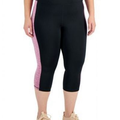 ID Ideology Plus Size Colorblocked Capri Leggings, Noir Purple Cos, 1X
