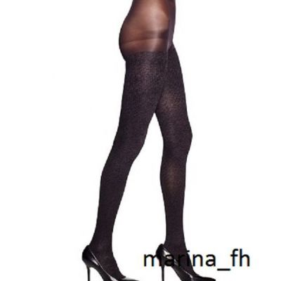 HUE 15823 FLECKED OPAQUE TIGHTS WITH CONTROL TOP S/M, M/L ALMOST BLACK NWT