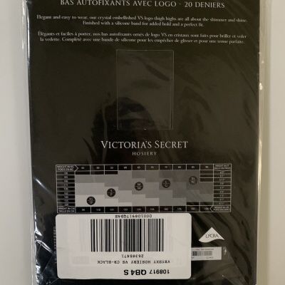 NEW Victoria's Secret Very Sexy Crystal Logo Thigh Highs Stocking Black S