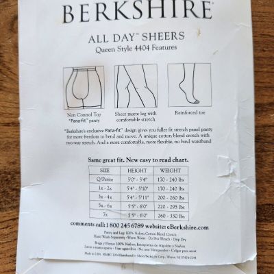 Berkshire All Day Sheers Pantyhose Hosiery Off Black Style 4404 Queen Size