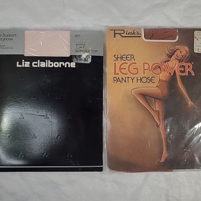 2 Pairs NEW / Sz. 1 Pantyhose / Liz Claiborne + Rinks / Cinnamon + Shell Pink