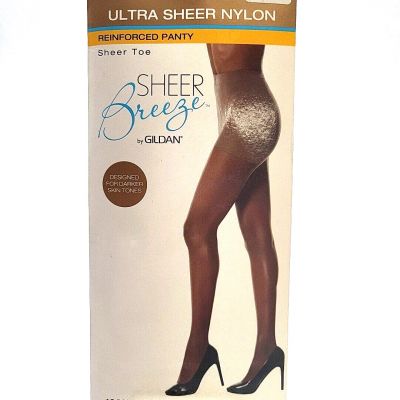 Sheer Breeze Ultra Sheer Pantyhose Off Black Queen Size Reinforced Panty NEW
