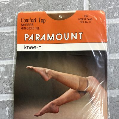 Vintage Paramount Desert Sand Comfort Top Knee-Hi Panty Hose Women Size 8.5-11