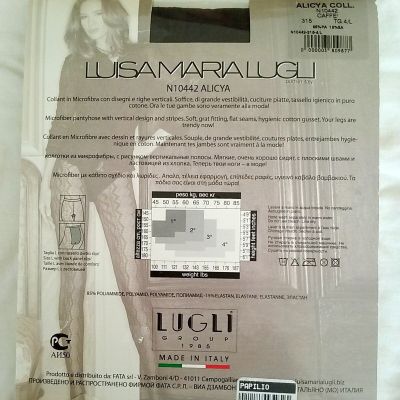 Luisa Maria Lugli Alicya Micro Brown Pantyhose W/ Vertical & Stripes Size S