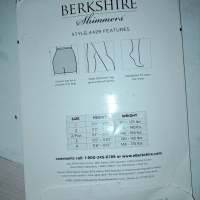* Berkshire Shimmers * - Ultra Sheer Control Top Pantyhose ~ BLACK ~ Size 4