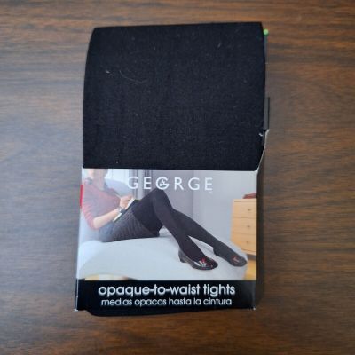 George Opaque-To-Waist Tights BLACK Size 4 New Stockings Smooth Soft Breathable