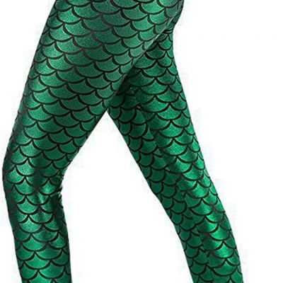 Alaroo Halloween Shiny Fish Scale Mermaid Leggings for X-Large, 01-green
