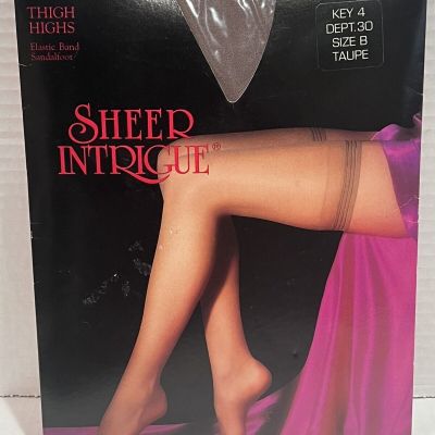 VTG Sheer Intrigue Lace Top Thigh High Stockings Sz. B Taupe NWT