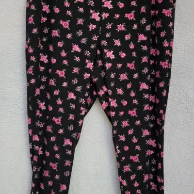 Terra & Sky Womens Legging Capri Pants Size 3X 24W/26W Multicolor Floral Sueded