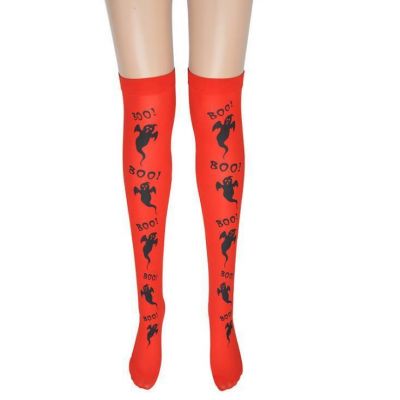 Womens Sexy Costume Cosplay Halloween Thigh High Stockings Blood Ghost Skull