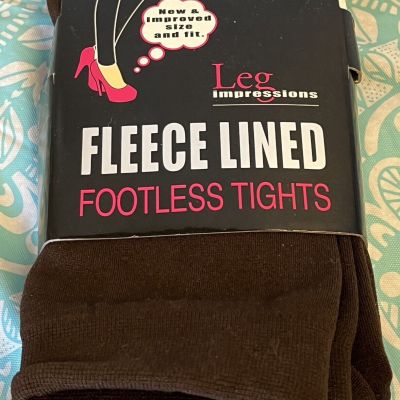 NEW size S/M Leg Impressions fleece lined footless tights brown small/medium