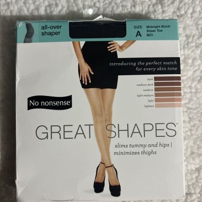 New No Nonsense Great Shapes All Over Shaper size A Midnight Black Sheer Toe