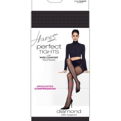 Hanes Perfect Tights with Compression Diamond and Control Top Black