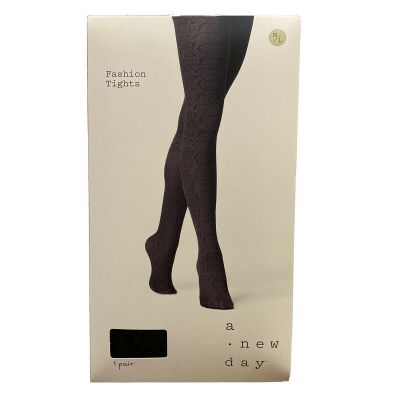 A New Day Fashion Patterned Tights Black & Dark Grey NEW SIze M/L