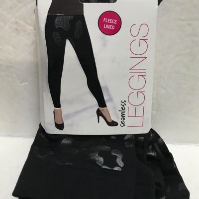 LEGGINGS BLACK COLOR SEAMLESS FLEECE LINED SIZE M/L NEW IN PACKAGE