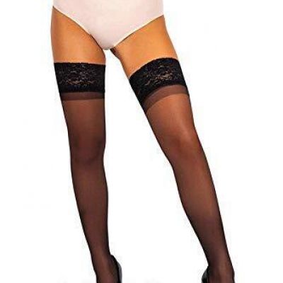 sofsy Plus Size Lace Thigh High Stockings Made in Italy Black Sheer Stockings...