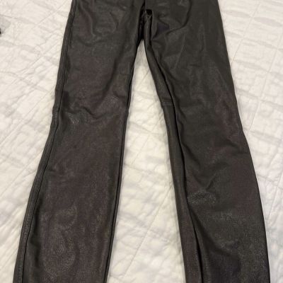 SPANX Faux Leather Women's Black Shiny Coated Pants