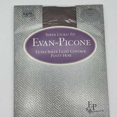 Vintage Evan Picone Ultra Sheer Light Control Pantyhose New Grey Long NIP #456