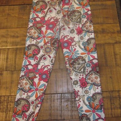 J&ME J & Me Colorful Floral Bright Multi-Color Leggings One Size Pre-Owned