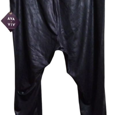 AVA & VIV  Black Faux Leather Cropped Leggings Size 2X NEW