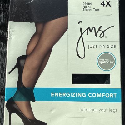 Hanes Just My Size Non-Control  Top Sheer Tights Black Sz 4X #93684 Prom