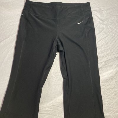 Nike Womens Medium Black Dri-Fit Gym Workout Compression Yoga Stretch Pants