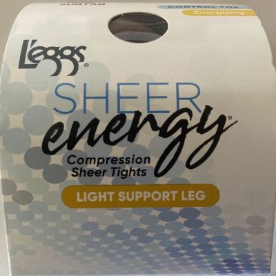 Leggs Sheer Energy Control Top Light Support Compression Leg Sz Q Suntan 4 Pairs