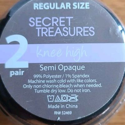 New Secret Treasures 2 Pair Knee High Semi Opaque Black Regular