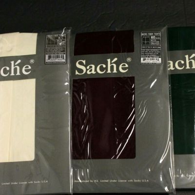 3 set Sache Micro Fiber Semi Opaque Fashion Pantyhose Tights S/M 4' - 5'4