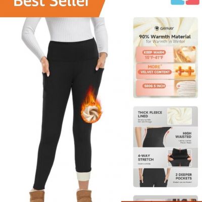 Women's Fleece Lined Thermal Leggings - High Waisted Tummy Control Yoga Pants