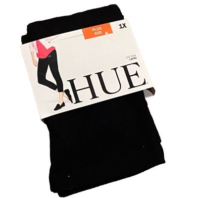 NWT HUE Women's Plus Size Capri Leggings Pants U17981Q Black 1X