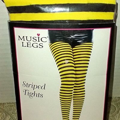 New Yellow Black Striped Tights Opaque Pantyhose Music Legs 7471 One Size