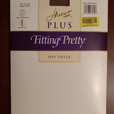 Hanes Plus Pantyhose Size 2+ Two Plus Fitting Pretty  BARELY THERE 00P24