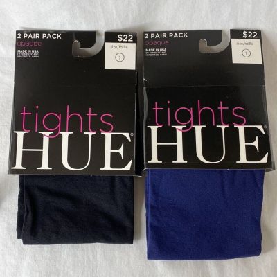 2 Pairs Opaque Tights ~ Size 1 ~ Black & Blue