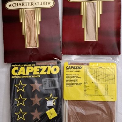 Lot 2 Capezio Super Shimmery Tights L & 2 Charter Club Pantyhose Control Top C/B