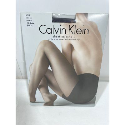 Calvin Klein Sheer Essentials Matte Ultra Sheer Control Top Hose in Smoke Size A