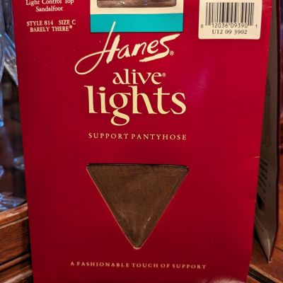 Hanes Alive Lights Light C. Top Support Pantyhose Barely There  C Up To  5' 11