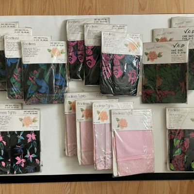 19 Footless Tights 14 Floral 4 Pink with Lace 2 Black with Lace