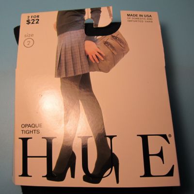 NWT HUE - Opaque Tights Size 2 Fits  120-170 lbs Dark Blue - Made in the USA