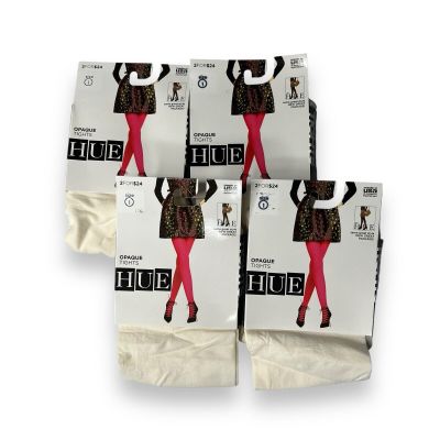 Hue Tights Opaque Non-Control Top Ivory Womens Size 1 Stretchy New 4 Pair