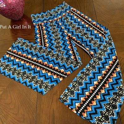 New PLUS SIZE Womens HIGH WAISTED FOLDOVER BLUE CHEVRON PALAZZO PANTS XL 1X 2X