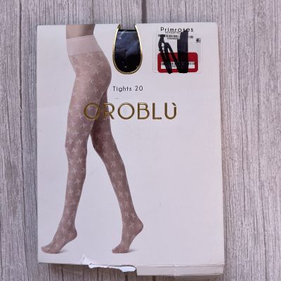 New Women's OROBLU Primroses Black Lace Sheer Tights 20 Size M