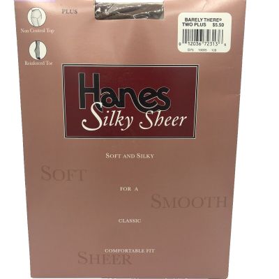 Hanes Silky Sheer Barely There Size Two Plus Non-Control Top Reinforced Toe NOS