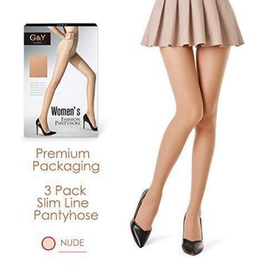 G&Y 3 Pairs Women's Sheer Tights - 20D Control Top Pantyhose with Reinforced ...