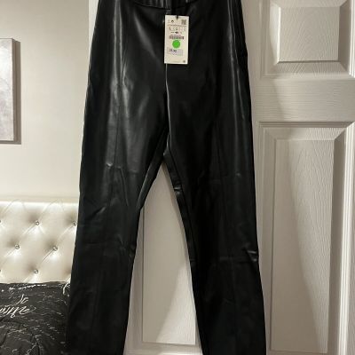 NWT Zara Black leather legging style 5427/220 size Large