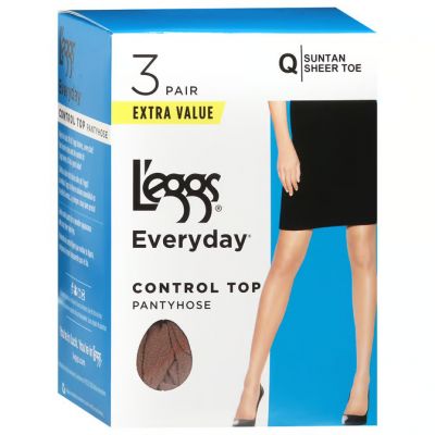 L'eggs Everyday Suntan Sheer Toe Control Top Pantyhose (3 Pack) Size Q - Soft &